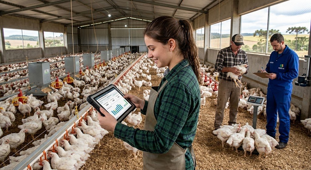 Dashboard para granjas de frango de corte, principais kpis